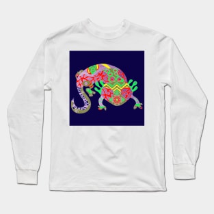 mexican cute axolotl ajolote ecopop in tribal art blue Long Sleeve T-Shirt